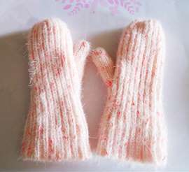 欧美出口外贸女式羽毛纱冰岛毛直条包指针织手套