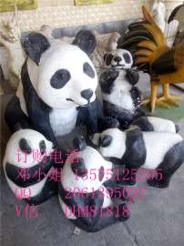 玻璃钢太极熊猫摆件仿真Panda雕塑别墅草地树脂熊猫景观雕塑