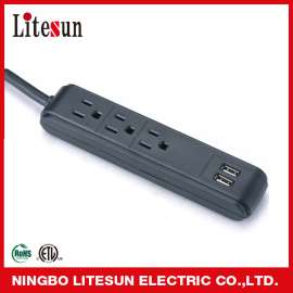 LTS-05，USB美式转换插线板，排插，带雷击带焦耳，2.1A/1.1A